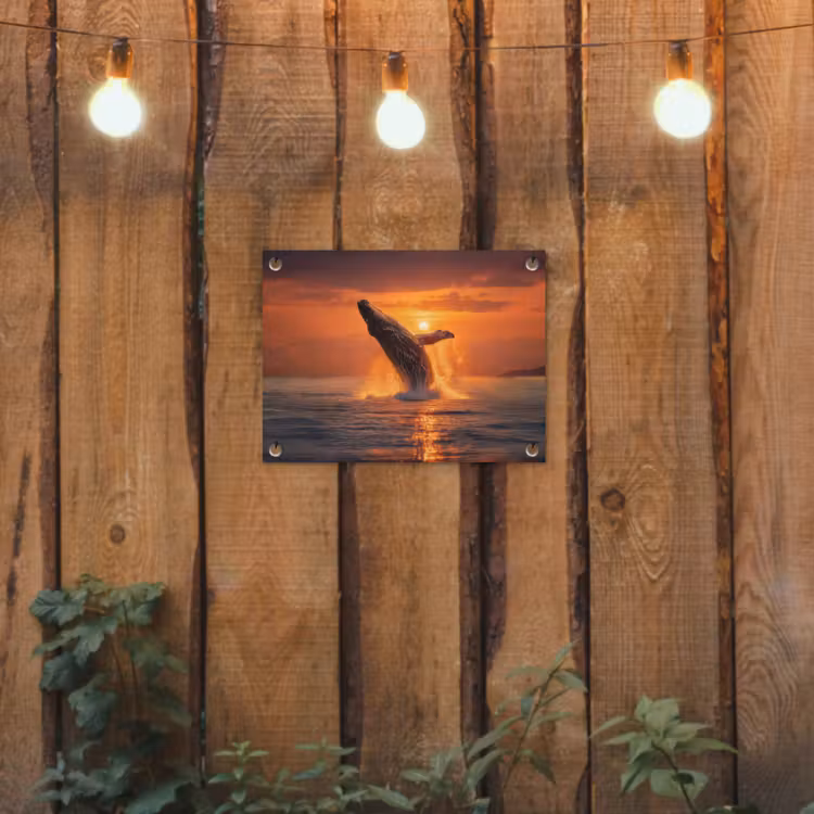 Walvis - Zon - Zee tuinposter los doek klein -sfeer1