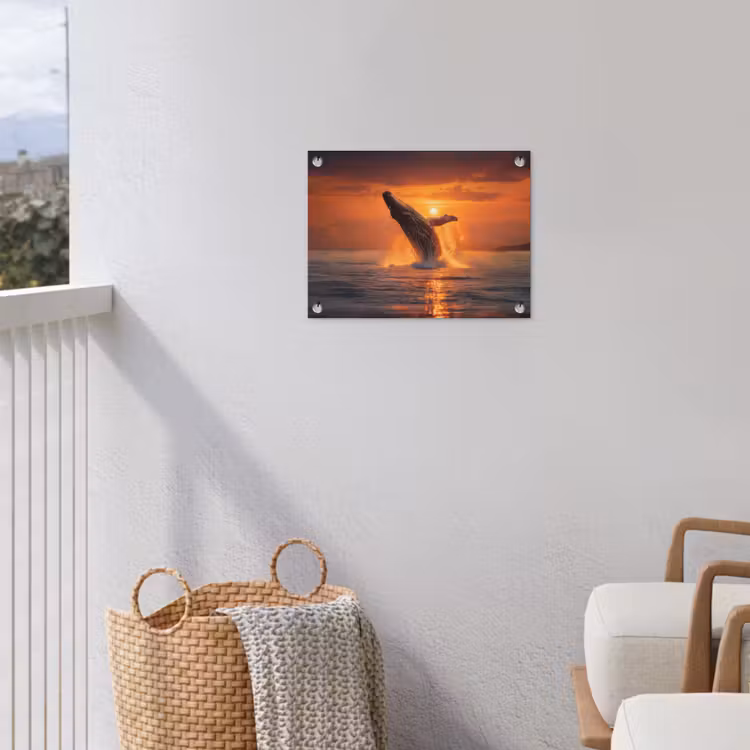 Walvis - Zon - Zee tuinposter los doek klein -sfeer8
