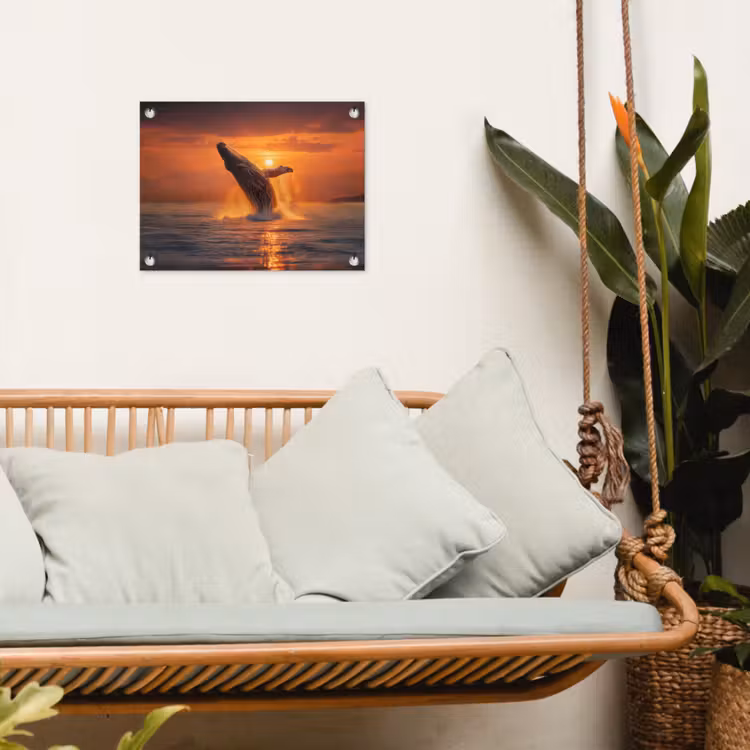 Walvis - Zon - Zee tuinposter los doek klein -sfeer7