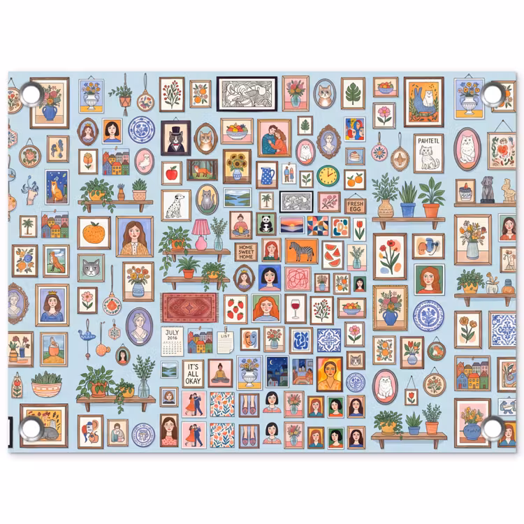 Wanddecoratie - Collectie - Huis - Illustratief - Kleurrijk tuinposter los doek klein -3d