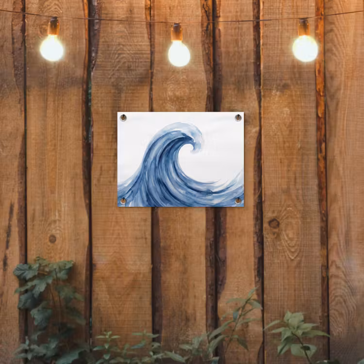 Water - Beweging - Natuur - Modern - Blauw tuinposter los doek klein -sfeer1