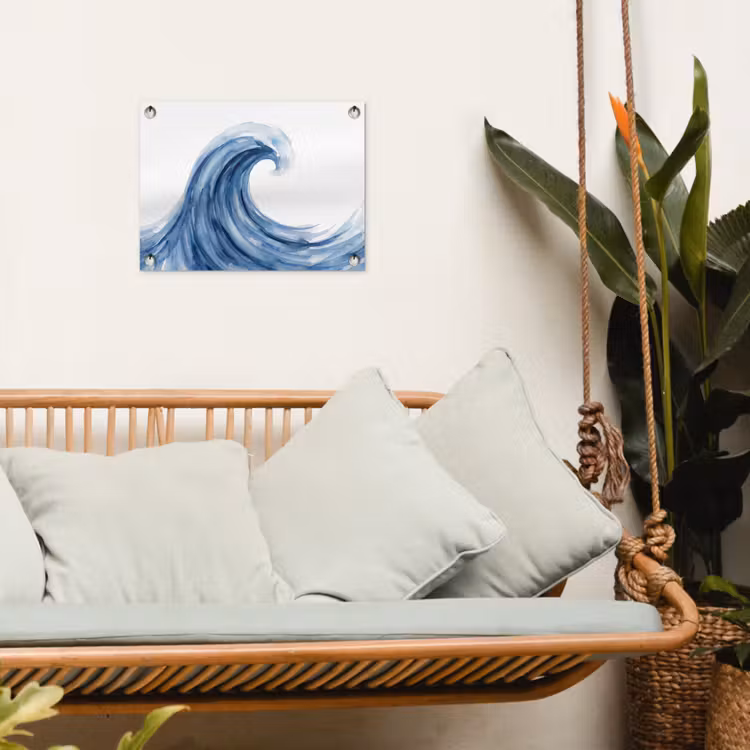 Water - Beweging - Natuur - Modern - Blauw tuinposter los doek klein -sfeer7