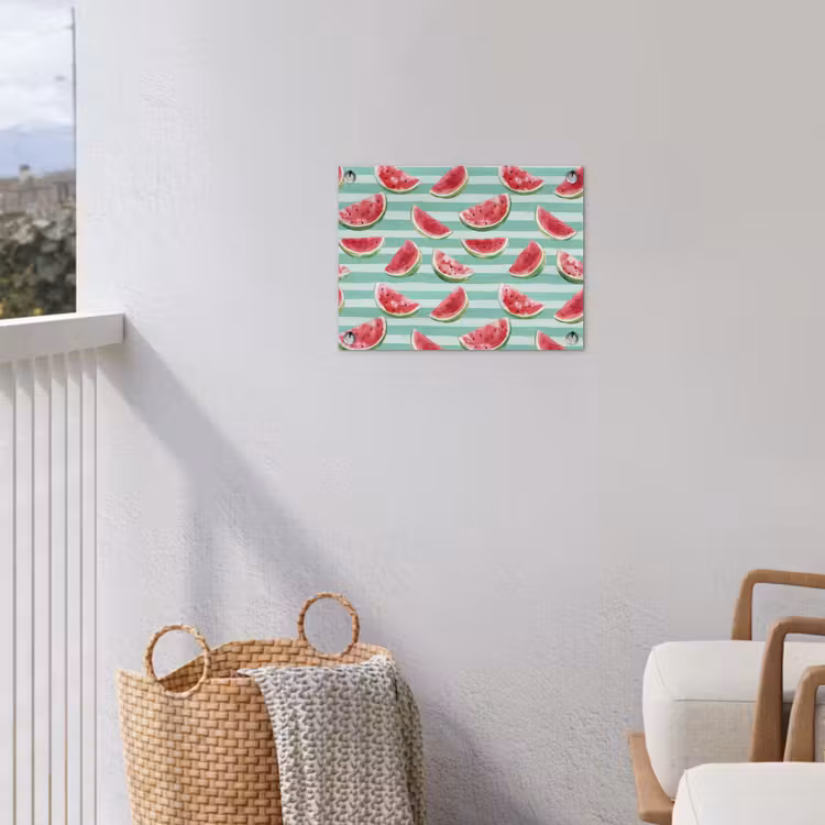 Watermeloen - Strepen - Groen tuinposter los doek klein 239 -sfeer8