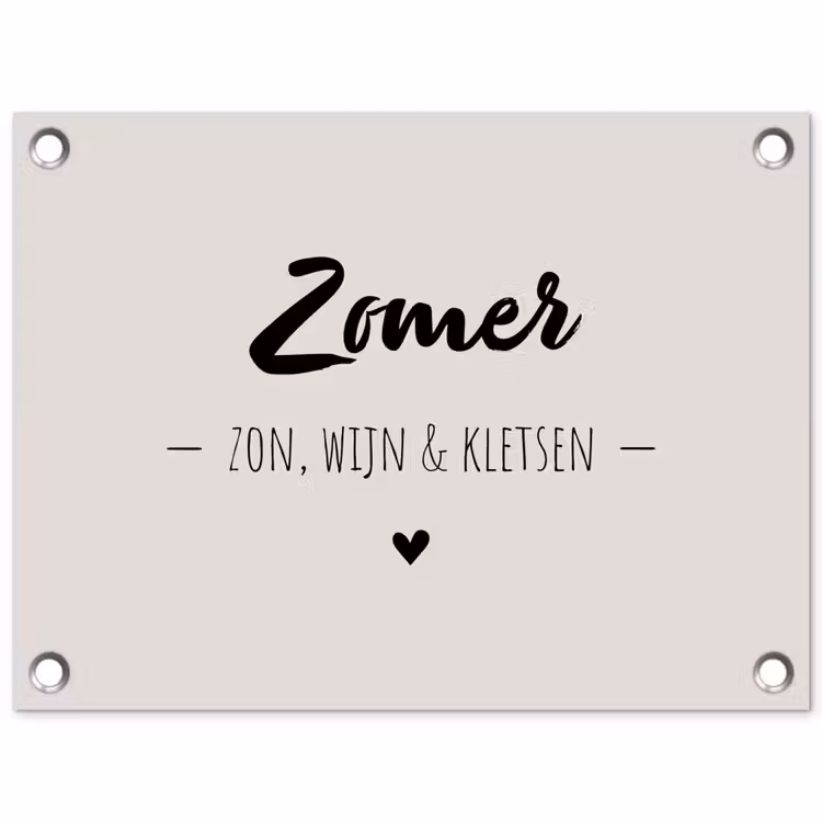 Wijn - Zomer zon, wijn & kletsen - Quotes - Tekst tuinposter los doek klein -3d