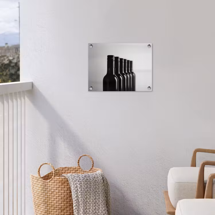 Wijnflessen - Zwart - Minimalistisch tuinposter los doek klein -sfeer8