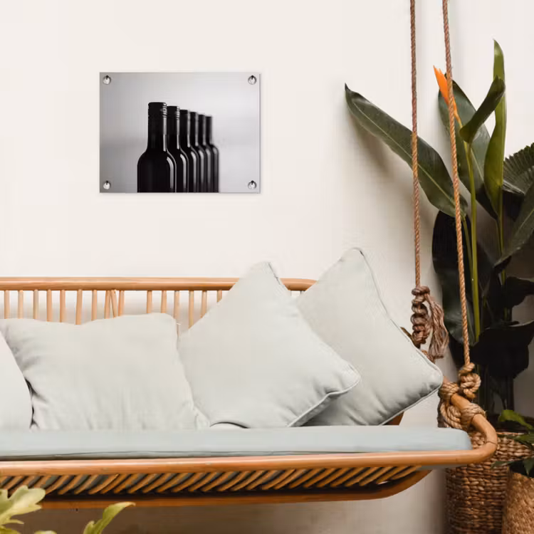 Wijnflessen - Zwart - Minimalistisch tuinposter los doek klein -sfeer7