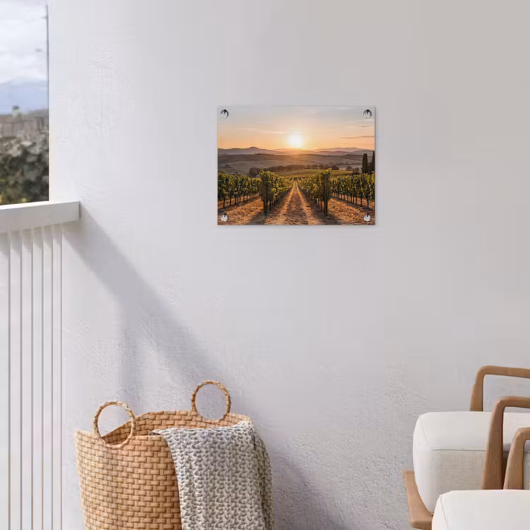 Wijngaard - Zonsondergang - Landschap tuinposter los doek klein -sfeer8