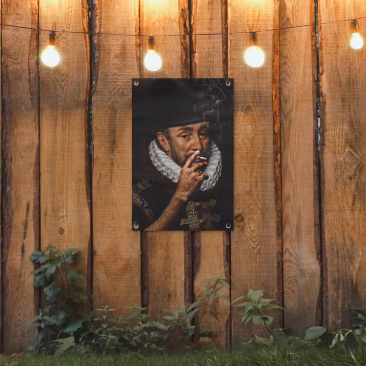Willem van Oranje - Adriaen Thomasz - Sigaretten tuinposter los doek klein -sfeer1