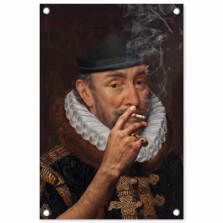 Willem van Oranje - Adriaen Thomasz - Sigaretten - Rook tuinposter los doek klein -3d