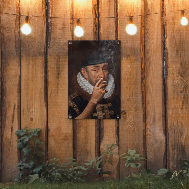 Willem van Oranje - Adriaen Thomasz - Sigaretten - Rook tuinposter los doek klein -sfeer1