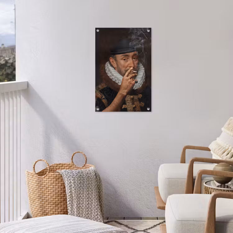 Willem van Oranje - Adriaen Thomasz - Sigaretten - Rook tuinposter los doek klein -sfeer8