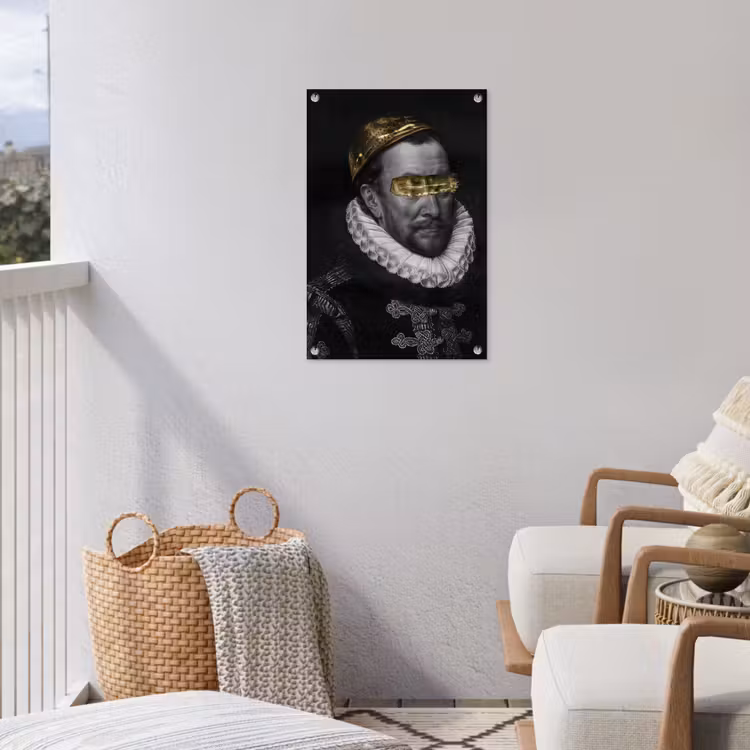 Willem van Oranje - Adriaen Thomasz - Zwart - Wit tuinposter los doek klein -sfeer8