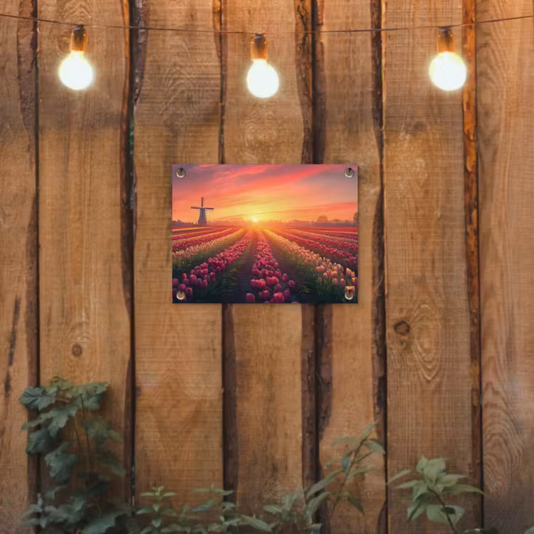 Windmolen - Zonsondergang - Landschap tuinposter los doek klein -sfeer1
