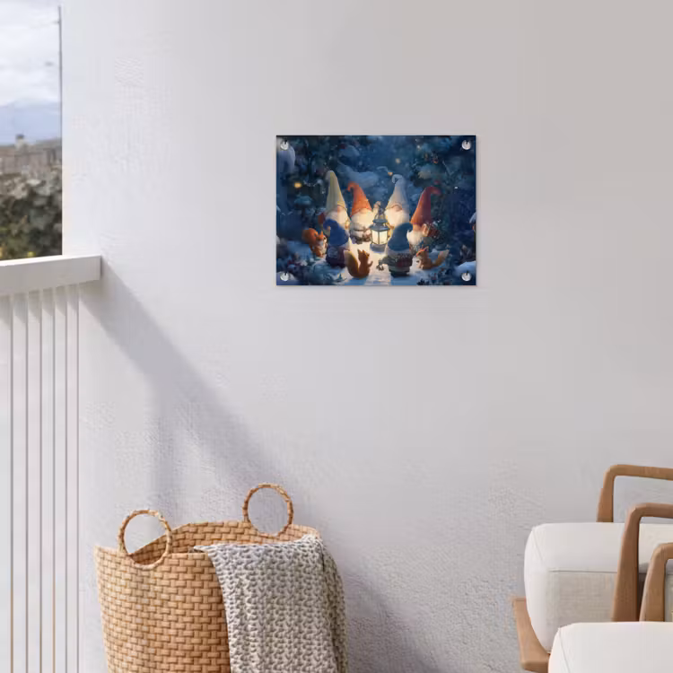 Winter - Gnooms - Eekhoorns - Meerkleurig tuinposter los doek klein -sfeer8