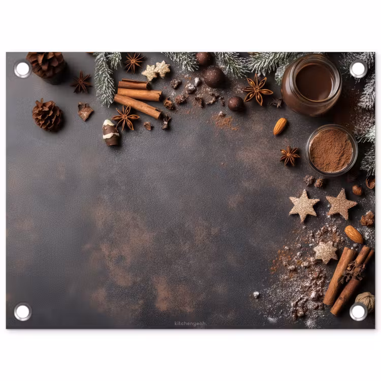 Winter - Kerst - Specerijen - Beton tuinposter los doek klein -3d