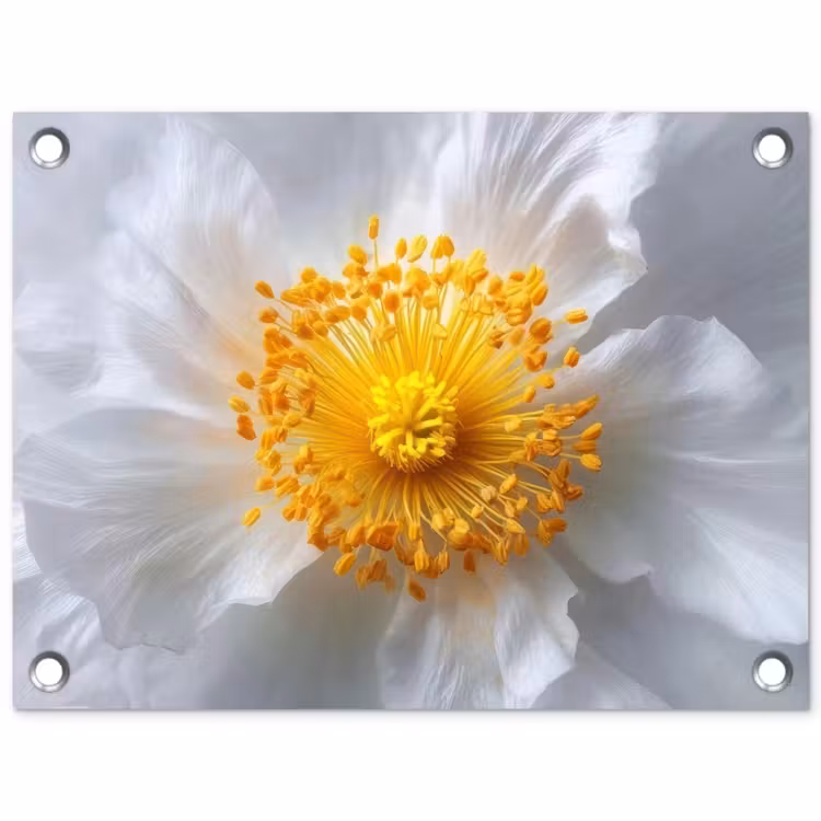 Wit - Bloem - Elegant tuinposter los doek klein -3d