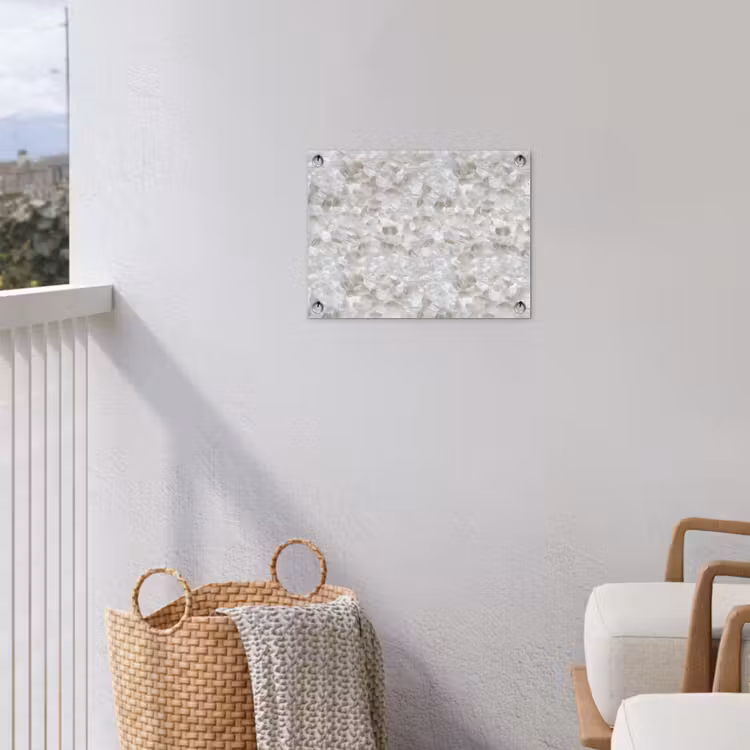 Wit - Penseelstreken - Reliëfeffect tuinposter los doek klein 239 -sfeer8