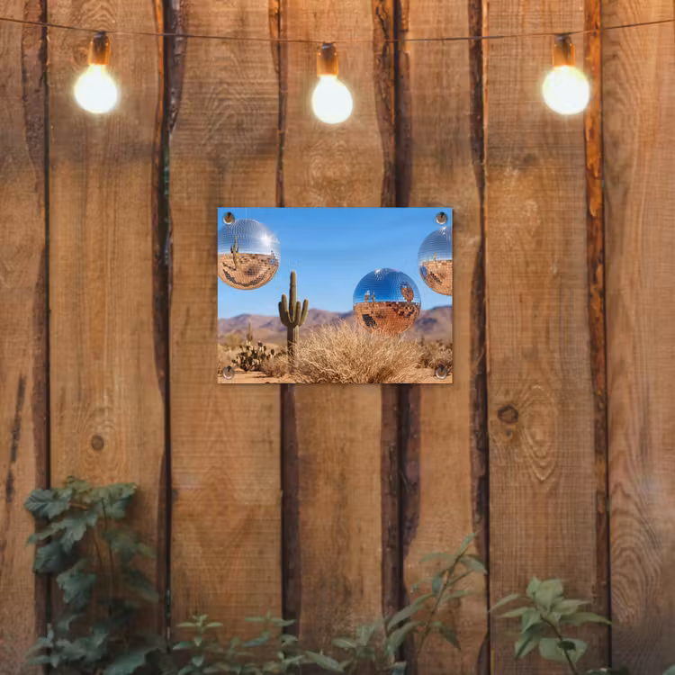 Tuinposter - Woestijn - Spiegelbal - Kunst - Woestijn - Spiegelbal - Kunst tuinposter los doek klein