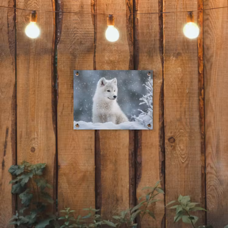 Wolf - Pup - Sneeuw tuinposter los doek klein -sfeer1