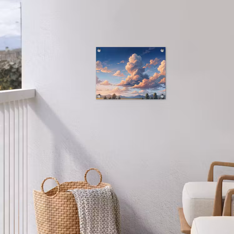 Wolken - Daghemel - Natuur - Illustratie - Oranje tuinposter los doek klein -sfeer8