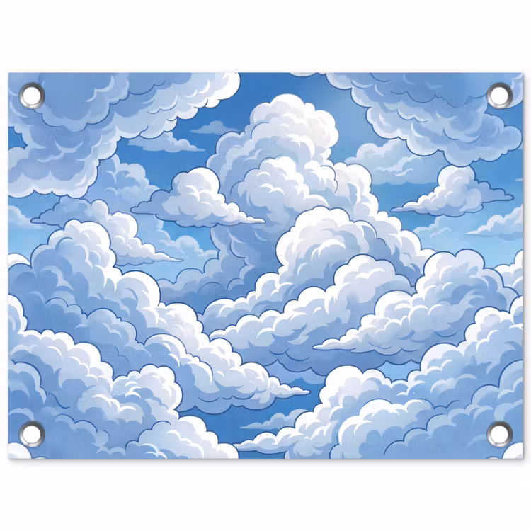 Wolken - Hemel - Abstract - Wit tuinposter los doek klein -3d