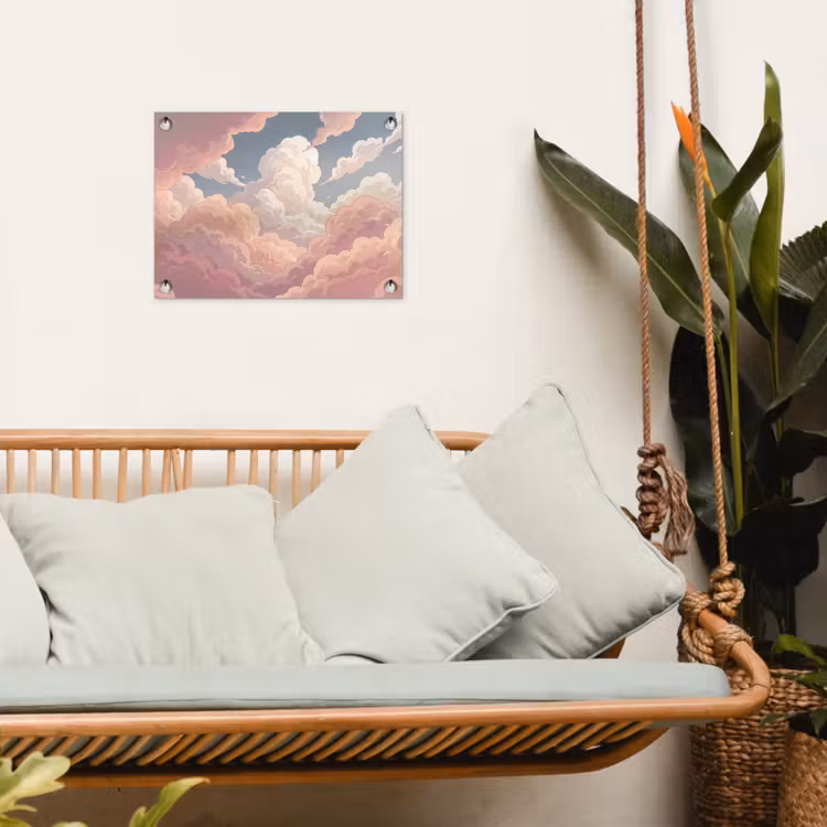 Wolken - Lucht - Natuur - Pastel - Roze tuinposter los doek klein -sfeer7