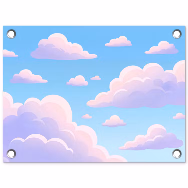Wolken - Roze - Blauw - Natuur - Modern tuinposter los doek klein -3d