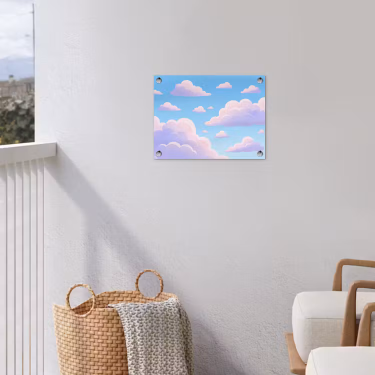 Wolken - Roze - Blauw - Natuur - Modern tuinposter los doek klein -sfeer8