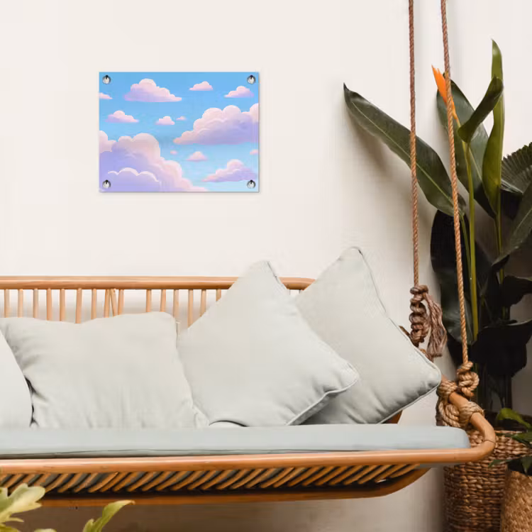 Wolken - Roze - Blauw - Natuur - Modern tuinposter los doek klein -sfeer7