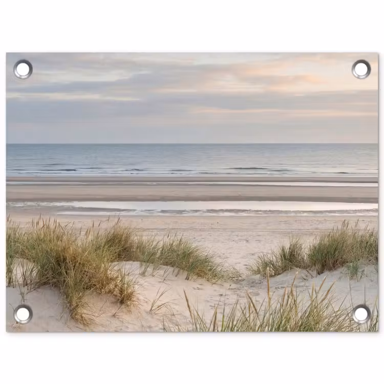 Zandstrand - Bewolkt - Duinen tuinposter los doek klein -3d