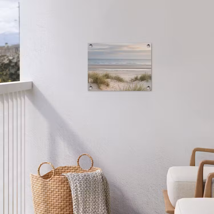 Zandstrand - Bewolkt - Duinen tuinposter los doek klein -sfeer8