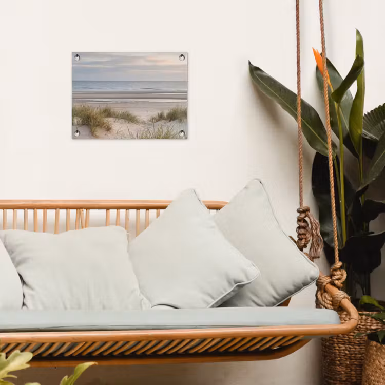 Zandstrand - Bewolkt - Duinen tuinposter los doek klein -sfeer7