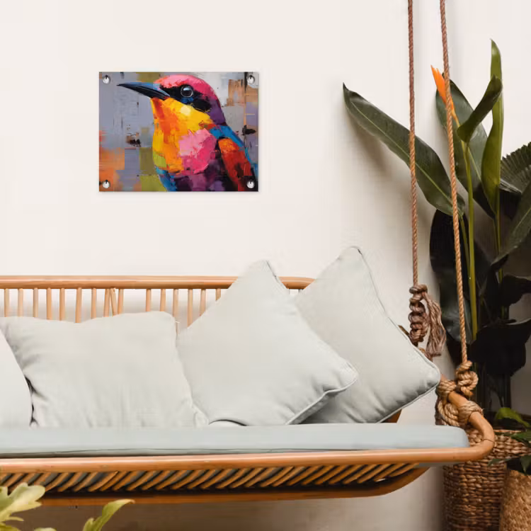 Zangvogel - Vlakken - Abstract - Kleurrijk tuinposter los doek klein -sfeer7
