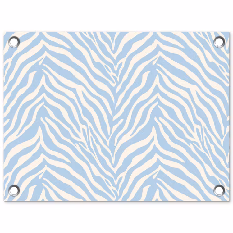 Zebra - Motief - Blauw - Wit tuinposter los doek klein 239 -3d