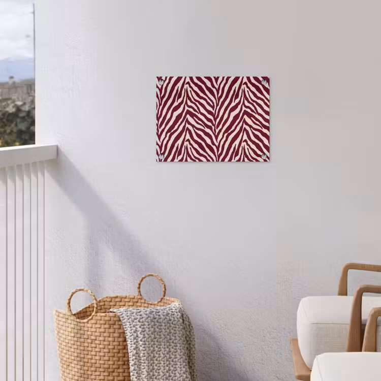 Zebra - Motief - Bordeaux - Rood tuinposter los doek klein 239 -sfeer8
