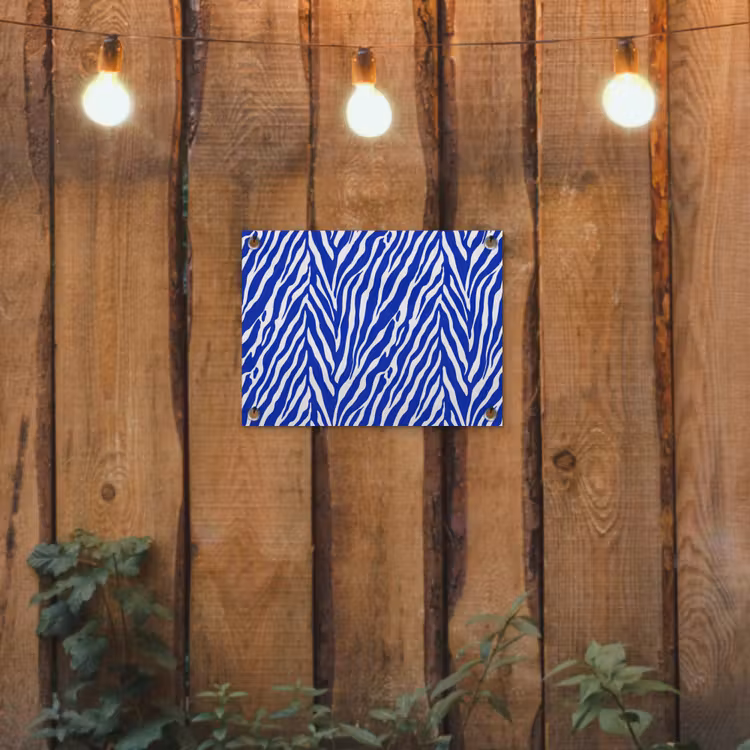 Zebra - Patroon - Kobalt - Blauw tuinposter los doek klein 239 -sfeer1