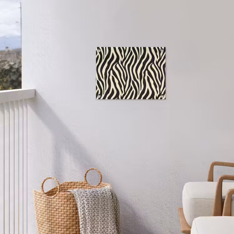 Zebra - Print - Klassiek - Zwart tuinposter los doek klein 239 -sfeer8