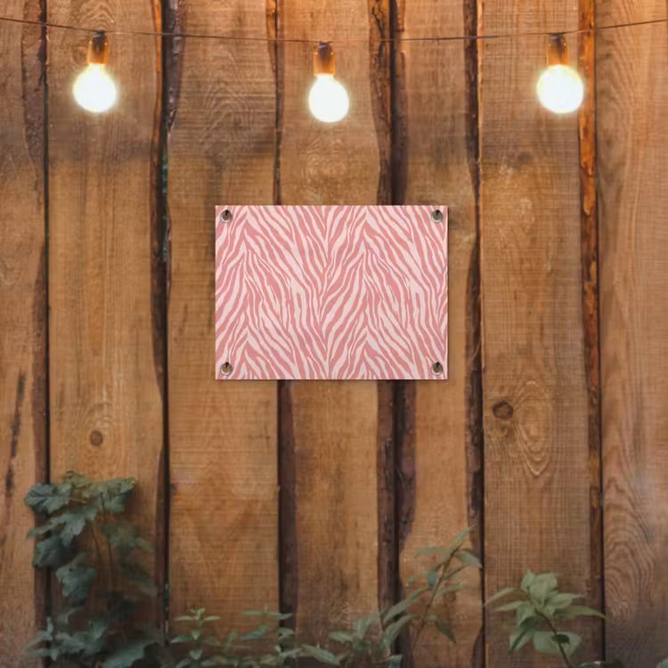 Zebra - Print - Roze tuinposter los doek klein 239 -sfeer1