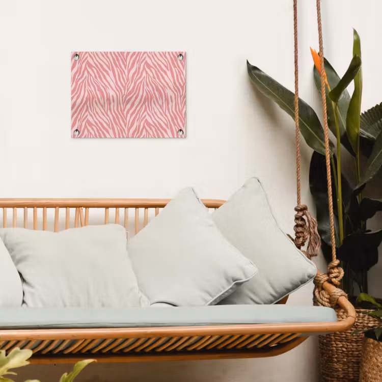 Zebra - Print - Roze tuinposter los doek klein 239 -sfeer7