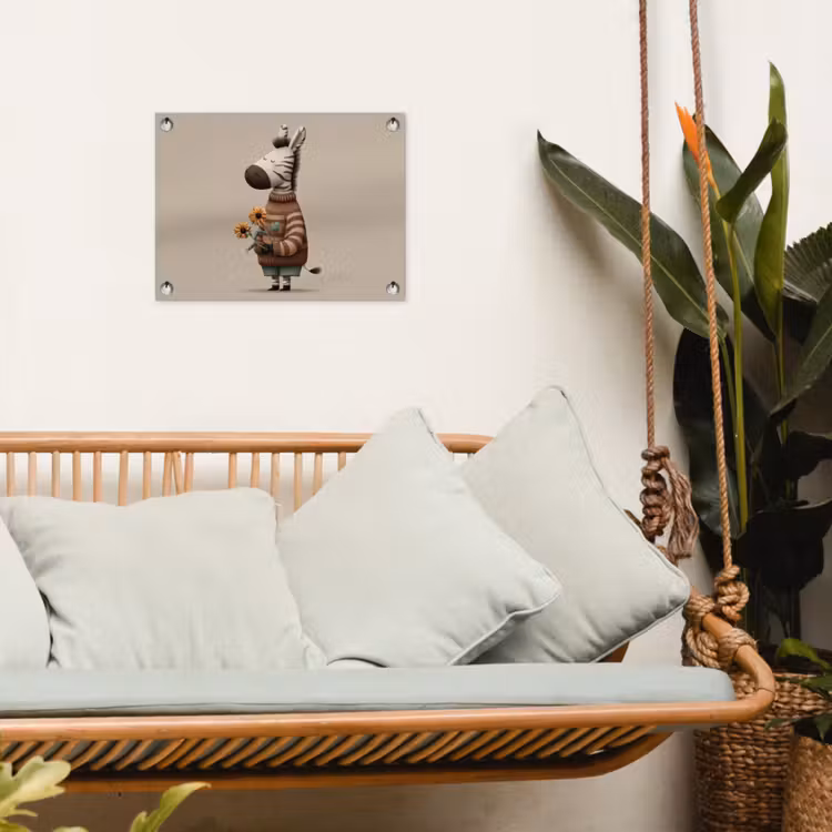 Zebra - Zonnebloemen - Warm tuinposter los doek klein -sfeer7