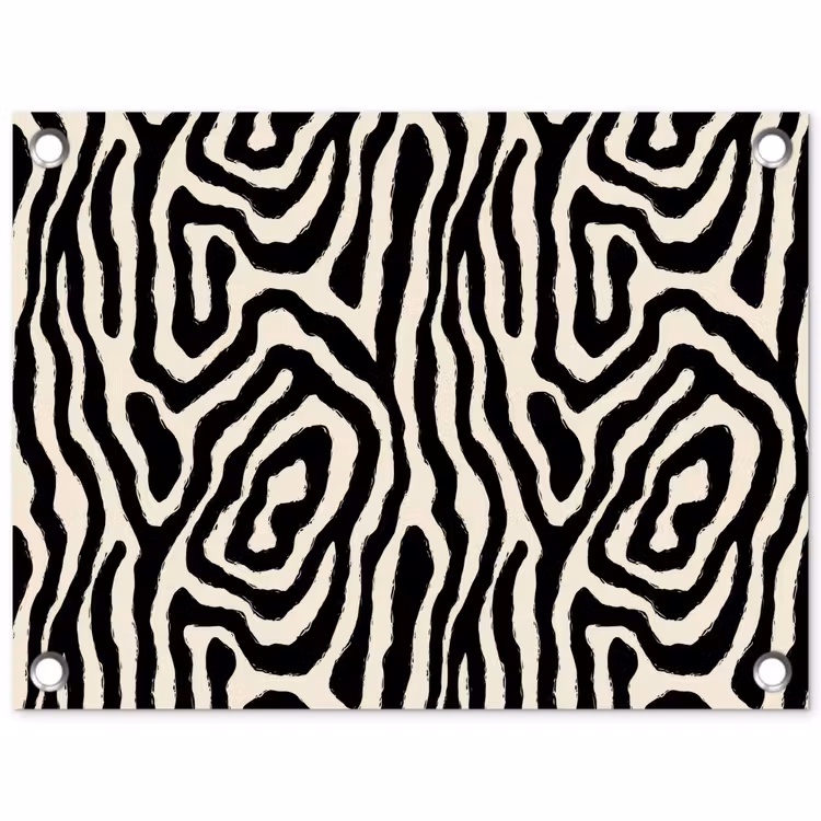 Zebra - Zwart - Abstract tuinposter los doek klein 239 -3d