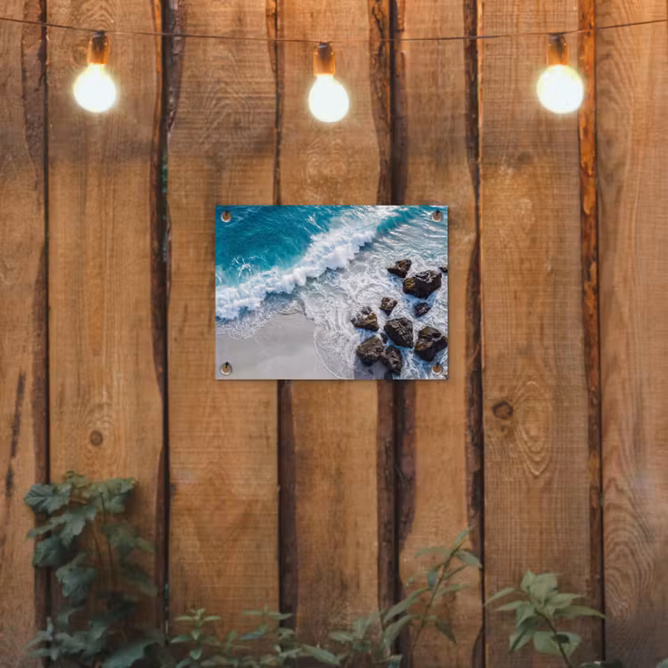 Zee - Golf - Strand - Natuur - Blauw tuinposter los doek klein -sfeer1