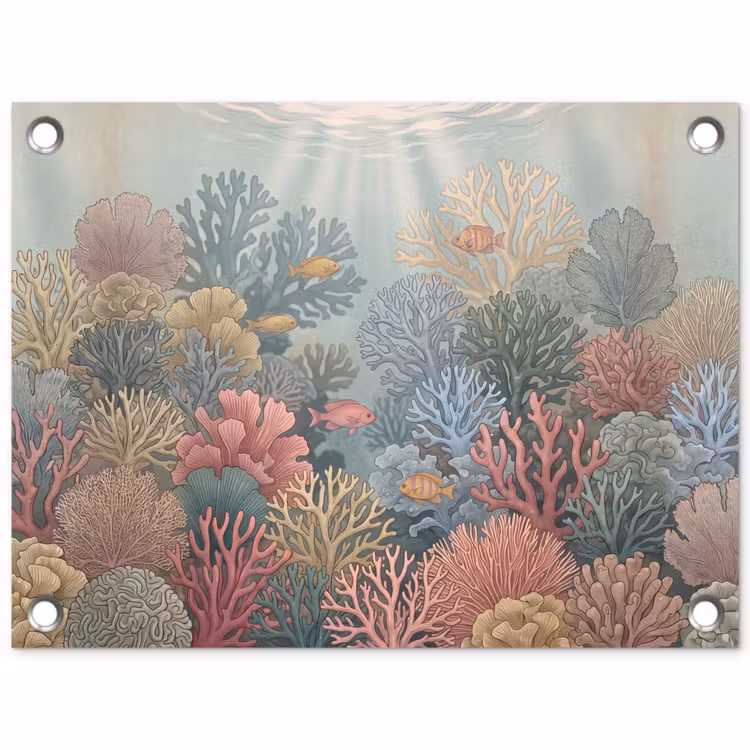 Zee - Koraal - Vis - Natuur - Kleurrijk tuinposter los doek klein -3d