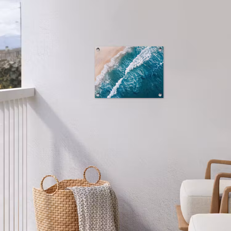 Zee - Strand - Golven - Natuur - Blauw tuinposter los doek klein -sfeer8