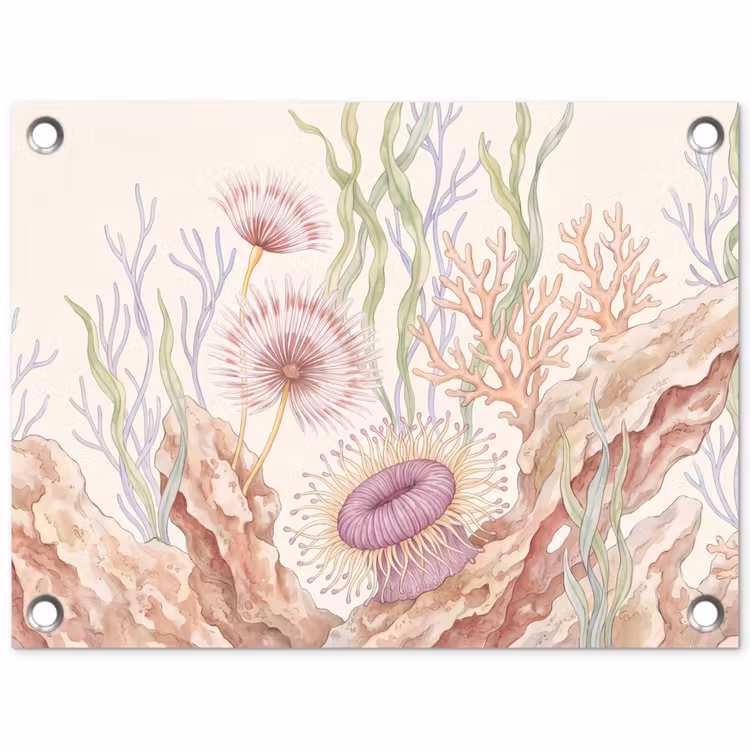 Zeeleven - Koraal - Onderwater - Illustratie - Kleurrijk tuinposter los doek klein -3d