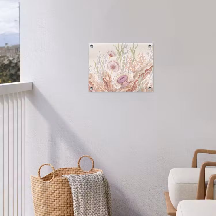 Zeeleven - Koraal - Onderwater - Illustratie - Kleurrijk tuinposter los doek klein -sfeer8