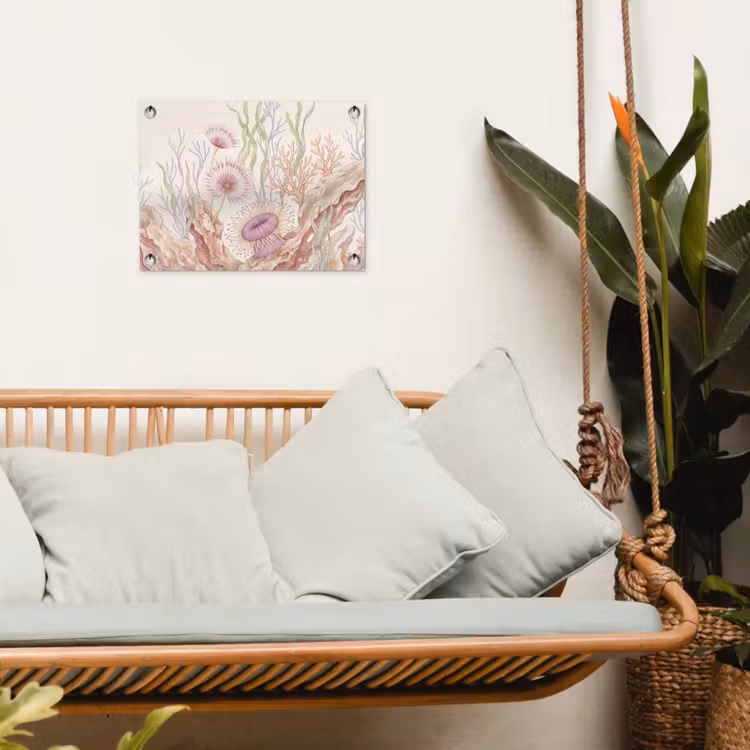 Zeeleven - Koraal - Onderwater - Illustratie - Kleurrijk tuinposter los doek klein -sfeer7
