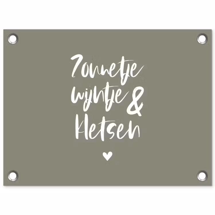 Zomer - Tekst - Zonnetje, wijntje & kletsen - Quotes tuinposter los doek klein -3d