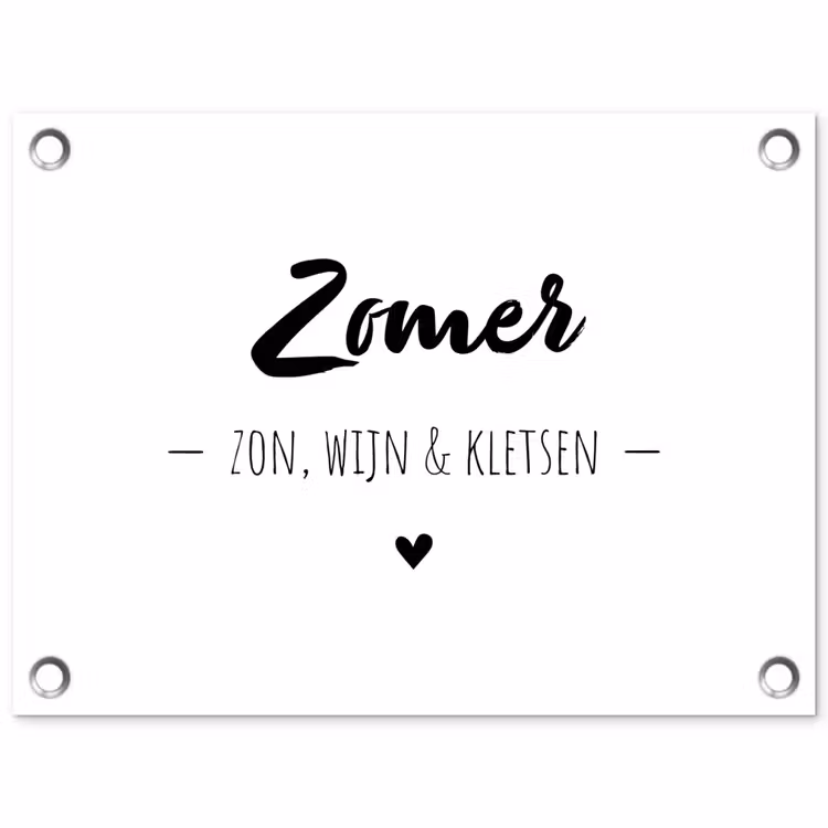 Zomer, zon, wijn & kletsen - Quotes - Tekst - Wijn - Zomer tuinposter los doek klein -3d