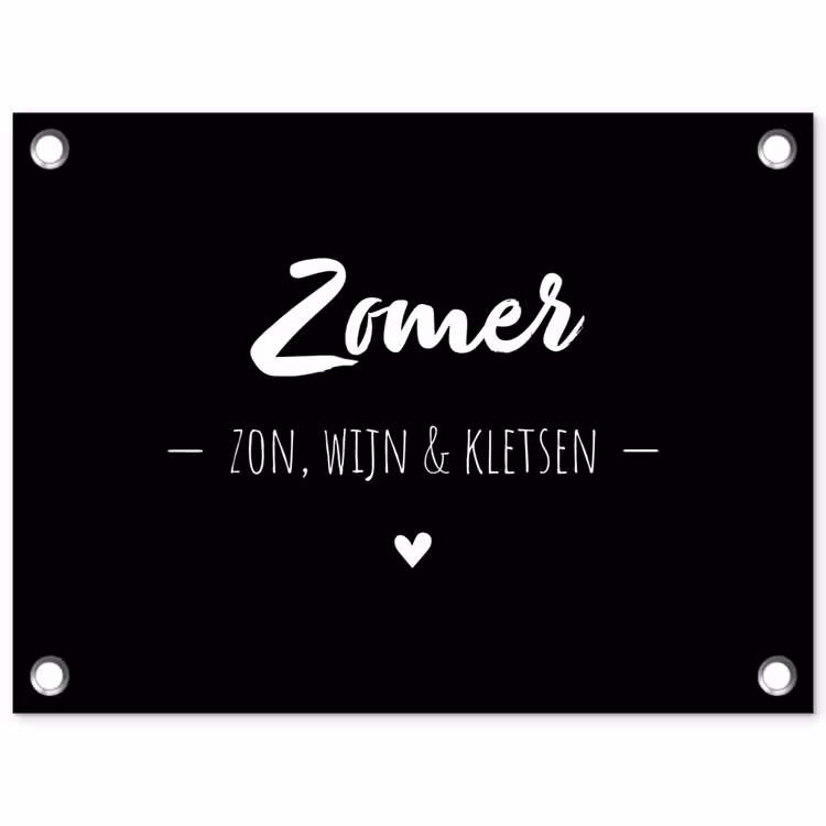 Zomer, zon, wijn & kletsen - Tekst - Zomer - Wijn - Quotes tuinposter los doek klein -3d
